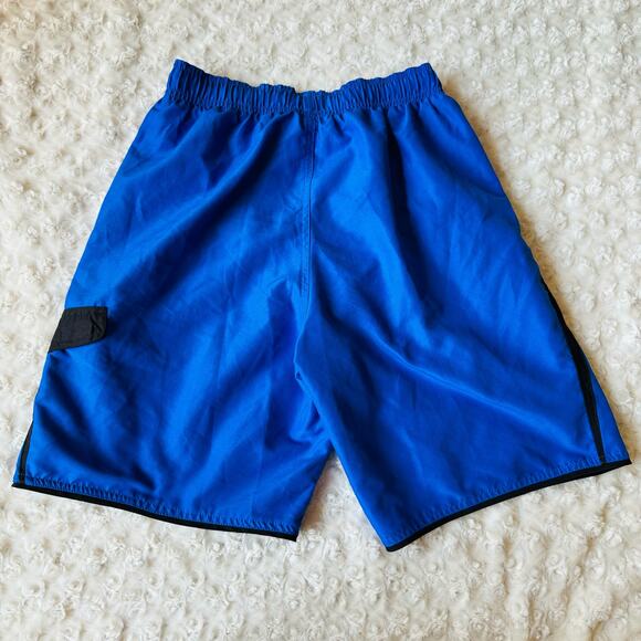 NIKE Swoosh Elastic Drawstring Lined Board Shorts Cargo Blue Swim Trunks Small - Picture 4 of 9